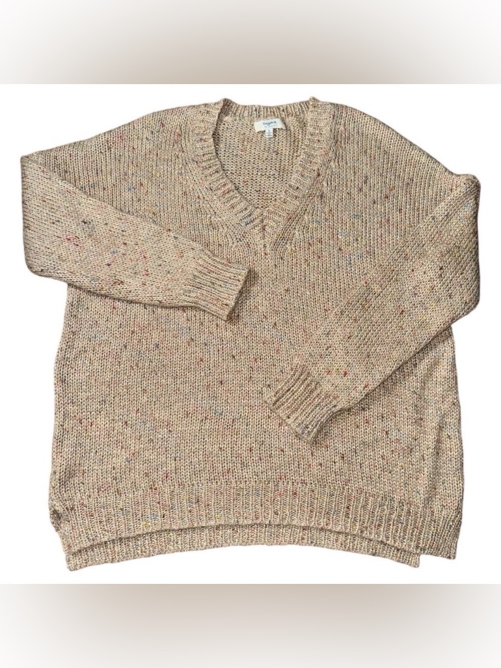EUC HAYDEN LOS ANGELES WOMENS MEDIUM V-NECK TAN SWEATER WARM CHEAP SKI